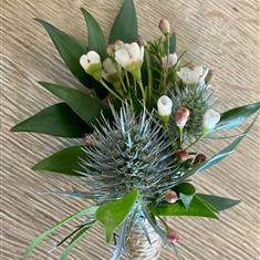 Gent's Thistle Button hole (wax flower)