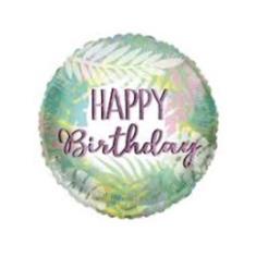 Happy Birthday Pastel Leaves Foil Balloon