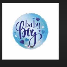 Blue Baby Boy Heart Foil Balloon 