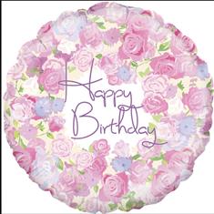 Vintage Floral Happy Birthday Foil Balloon 