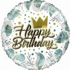Leaf Happy birthday Crown Foil Balloon 