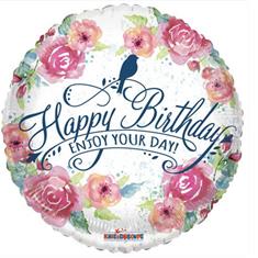 Enjoy your Birthday Flower Foil Balloon 