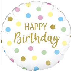 Happy Pastel Dots Birthday Balloon 