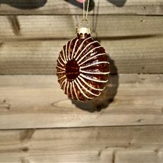 Glass Stripe Flower Bauble -Tree Decoration - Amber 