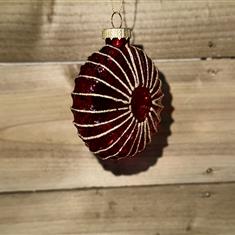Glass Stripe Flower Bauble -Tree Decoration - Red