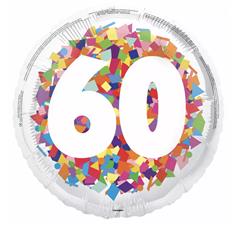 60th Birthday Bright Confetti Round Foil Balloon 
