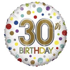 30th Birthday rainbow dots Balloon 
