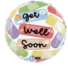 Get Well Soon rainbow plaster balloon